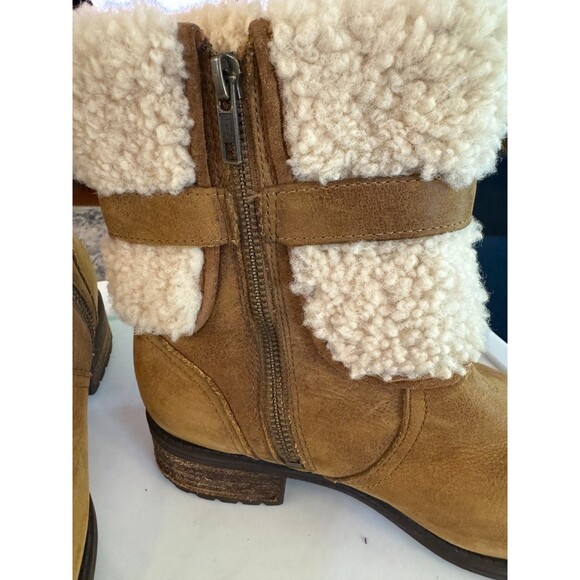 Ugg Blayre II Women Short Brown Boots US 7.5 Leather Wool Water Resistant Warm - Picture 9 of 13